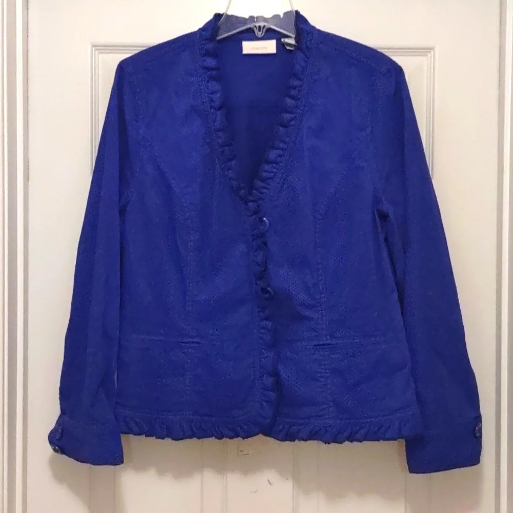 Chico's Royal Blue Jacket/Blazer Size 1